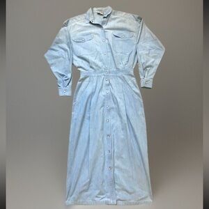 DEPECHE MODE | Vintage Long Chambray Dress Pockets Size 10